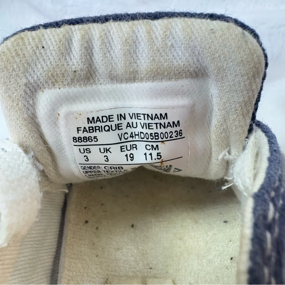 Converse All Star Chuck Taylors High Top Baby Sneakers Crib Shoes Navy Blue
